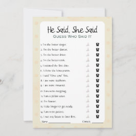 Er sagte, sie sagte Brautparty Game Einladung