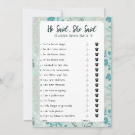 Er sagte, sie sagte Brautparty Game Einladung