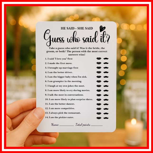 Er sagte, sie sagte Brautparty Game Modern Wedding Einladung (Von Creator hochgeladen)