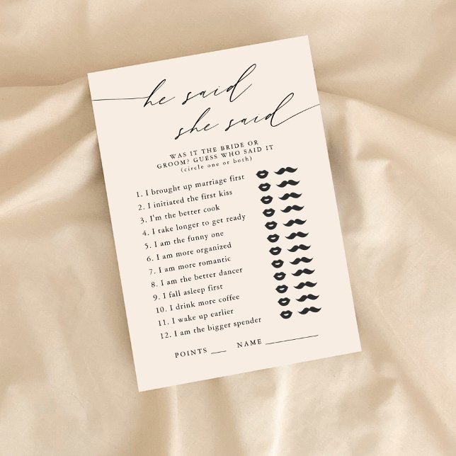 Er sagte, sie sagte Brautparty Party Game Begleitkarte (Von Creator hochgeladen)