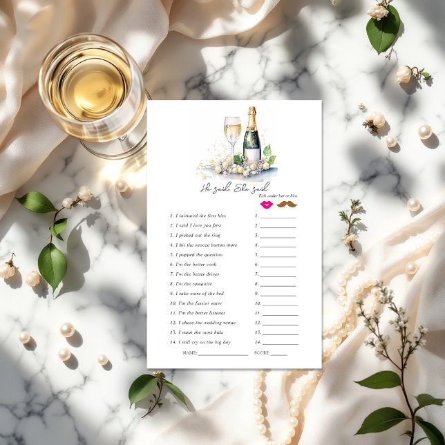 "Er sagte, sie sagte" Brautparty-Spiel ("He Said, She Said" Bridal Shower Game)