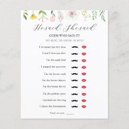 Er sagte: "Sie sagte Bridal Tee Dusche Spiel