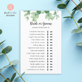 Er sagte, sie sagte Eucalyptus Brautparty Game