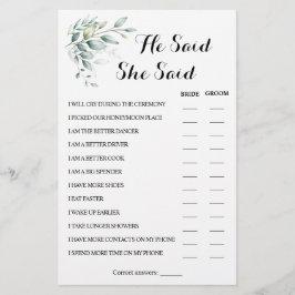 Er sagte, sie sagte Eucalyptus CoupleShower Game C Flyer