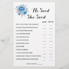 Er sagte, sie sagte, mehrere Dusche Spielkarte Flyer