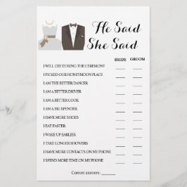 Er sagte, sie sagte, mehrere Dusche Spielkarte Flyer