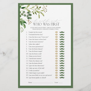 Er sagte, sie sagte, Olive Green Brautparty Game