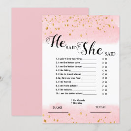 Er sagte, sie sagte, Pink Bridal Game Einladung