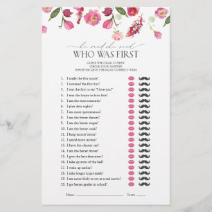 Er sagte, sie sagte, rosa Blume Brautparty Game
