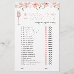 Er sagte, sie sagte rosa Brautparty Game