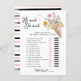 Er sagte, sie sagte Scoopup Brautparty-Spiel Einladung