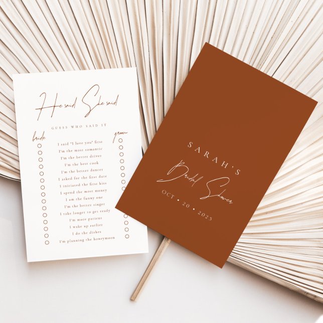 Er sagte, sie sagte Terracotta Brautparty Game (Von Creator hochgeladen)