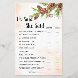 Er sagte, sie sagte Weihnachts-Brautparty-Game-Kar Flyer