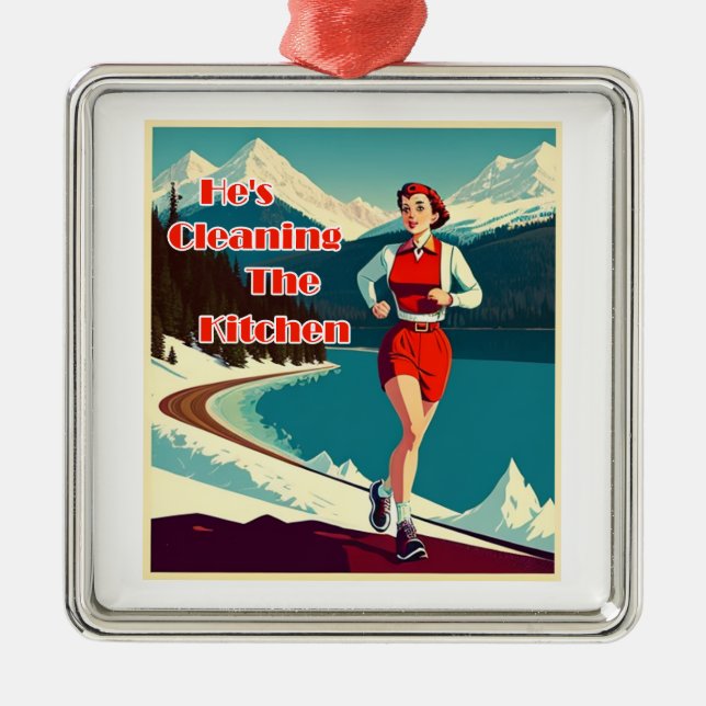 Er säubert den kastenversauten Runner Ornament Aus Metall (Vorne)