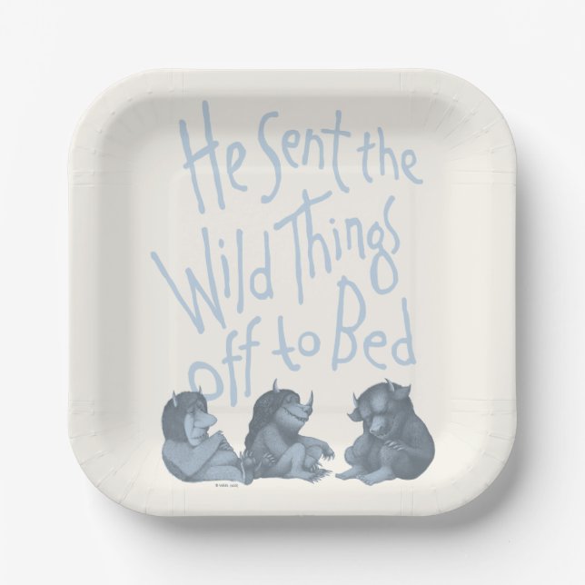 Er schickte die wilden Dinge an Bed - blau Pappteller (Vorderseite)