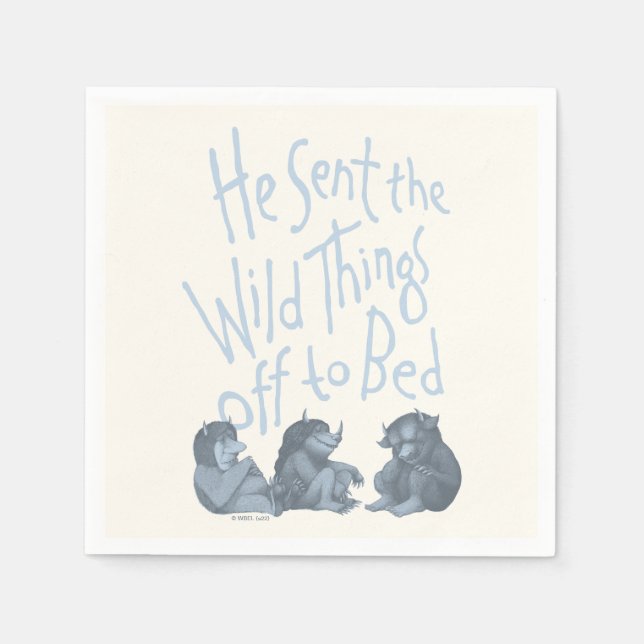 Er schickte die wilden Dinge an Bed - blau Serviette (Vorderseite)