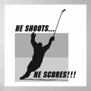 Er schießt das Hockeydesign Poster