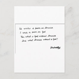 Er schreibt ein Gedicht über Amerika Postkarte
