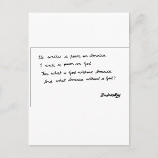 Er schreibt ein Gedicht über Amerika Postkarte