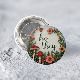 Er/Sie Cottagecore Pronomen LGBTQ Anstecker Button