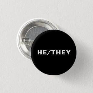 Er, sie, Gender Pronouns Schwarz-weißer LGBTQ-Sto Button