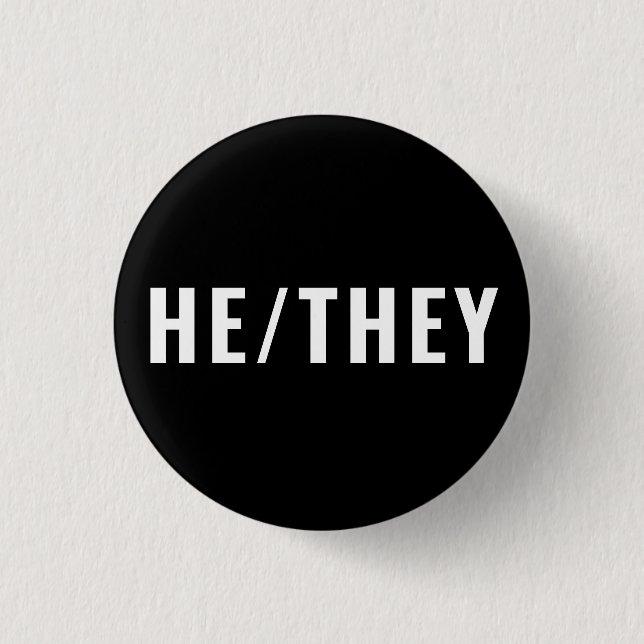 Er sie Geschlecht Pronouns weiß und schwarz einfac Button (Vorderseite)