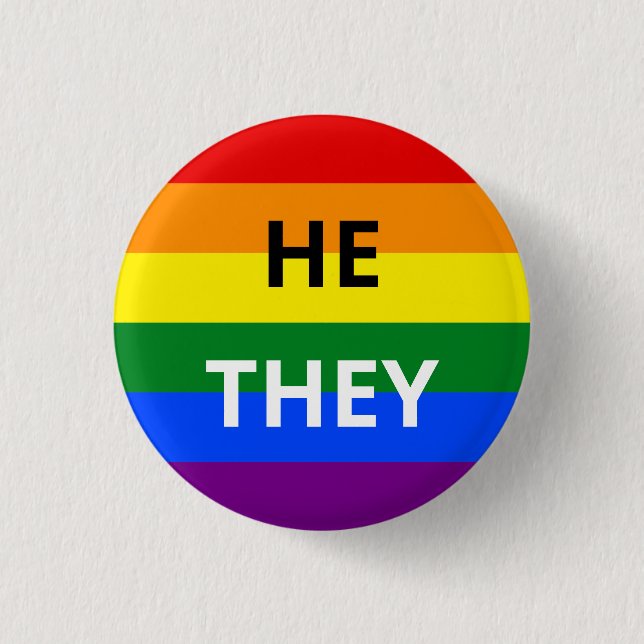 Er/sie Pronoun Rainbow Abzeichen Button (Vorderseite)