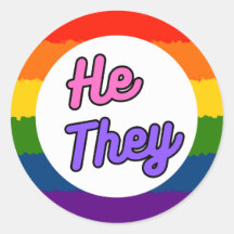 Er sie Pronoun Rainbow Stickers