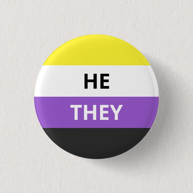 Er/sie Pronouns Abzeichen der nicht-binären Flagge Button (Vorderseite)