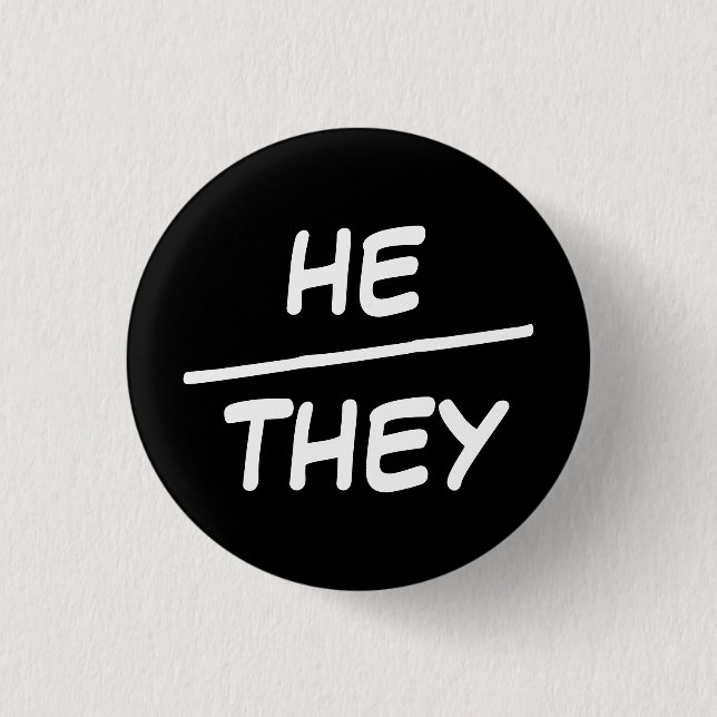 Er/sie Pronouns Black & White Abzeichen Button (Vorderseite)