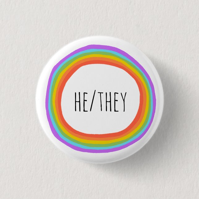ER/SIE Pronouns farbenfroher Regenbogenkreis Button (Vorderseite)