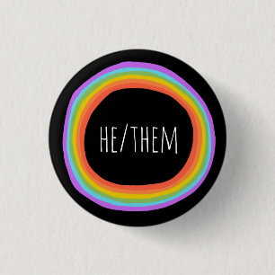ER/SIE Pronouns farbenfroher Regenbogenkreis Schwa Button