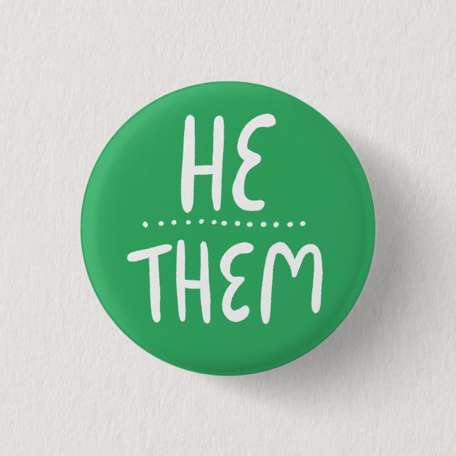 Er/sie Pronouns Green Handlettering Minimal Button (Vorderseite)
