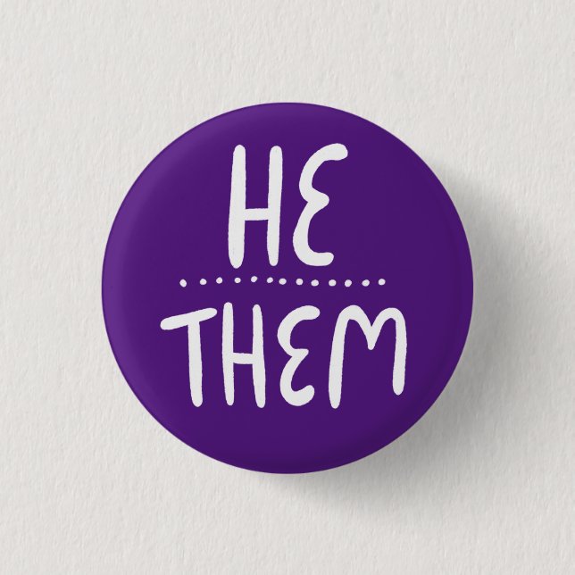 ER/SIE Pronouns Lila Handschrift Minimal Button (Vorderseite)