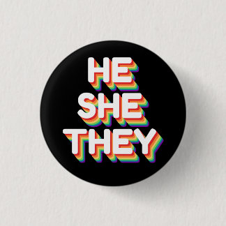 Er/sie Pronouns Rainbow 3D Retro Button