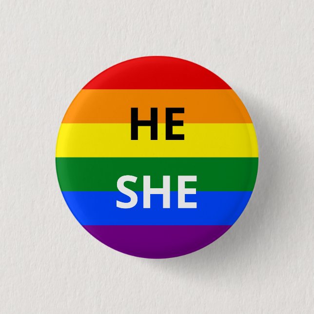 Er/sie Pronouns Rainbow-Abzeichen Button (Vorderseite)