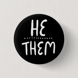 ER/SIE Pronouns Schwarz-weiße Handschrift Minimal Button
