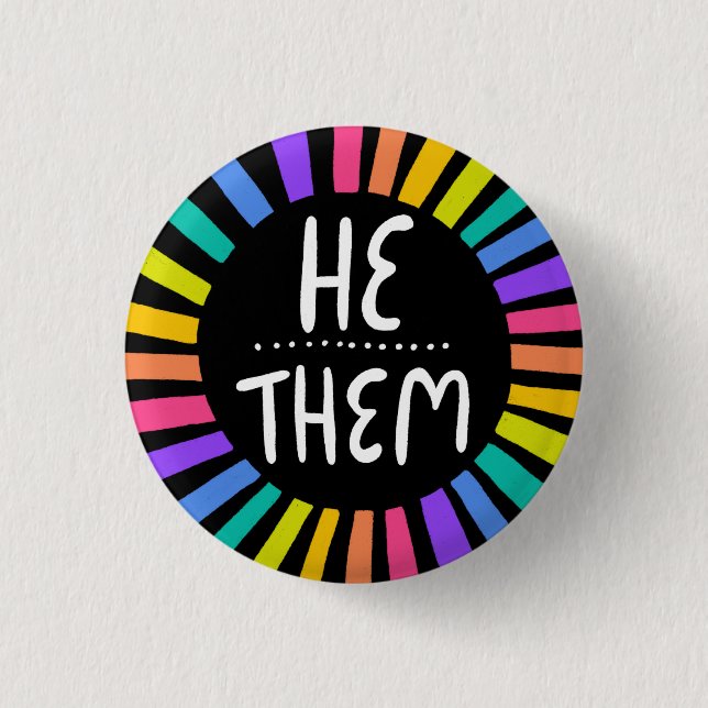 Er/sie Rainbow-Handschrift Button (Vorderseite)