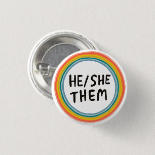 ER/SIE/SIE Pronouns Rainbow Soft Circle Rings Button