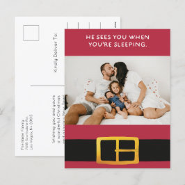 Er sieht dich, wenn du im Foto schlägst Feiertagspostkarte