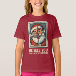 Er sieht dich, wenn du schläfst – Lustiges Gruseli T-Shirt