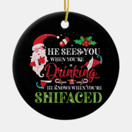 Er sieht dich, wenn du trinkst, er weiß keramik ornament