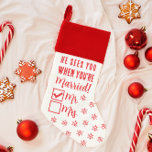 Er sieht dich, wenn du Verheiratet bist, Mr. Newly Weihnachtsstrumpf<br><div class="desc">Spaß Weihnachten Strumpf für verheiratete Paare - perfekt für erste Weihnachten verheiratet. Im Design steht geschrieben: "Er sieht dich, wenn du Verheiratet bist!" Herr und Frau sind mit Kästchen bedruckt, und dieses Design wird auf Herrn geprüft (das passende Design für Frau ist in meinem Laden verfügbar). Eine tolle Idee für...</div>