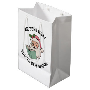 Er sieht, was du gelesen hast, buchlastiges Weihna Mittlere Geschenktüte