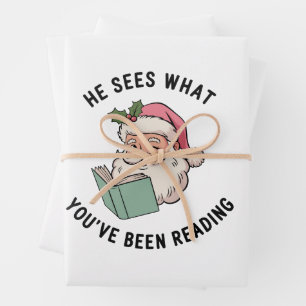 Er sieht, was du gelesen hast Buchliebhaber Weihna Geschenkpapier Set
