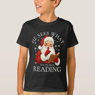 Er sieht, was du gelesen hast Lustiges Buchweihnac T-Shirt
