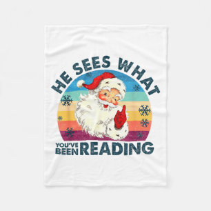Er sieht, was du gelesen hast Santa Weihnachten B Fleecedecke