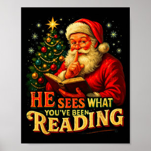 Er sieht, was du gelesen hast Weihnachtsmann Buchl Poster