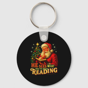 Er sieht, was du gelesen hast Weihnachtsmann Buchl Schlüsselanhänger