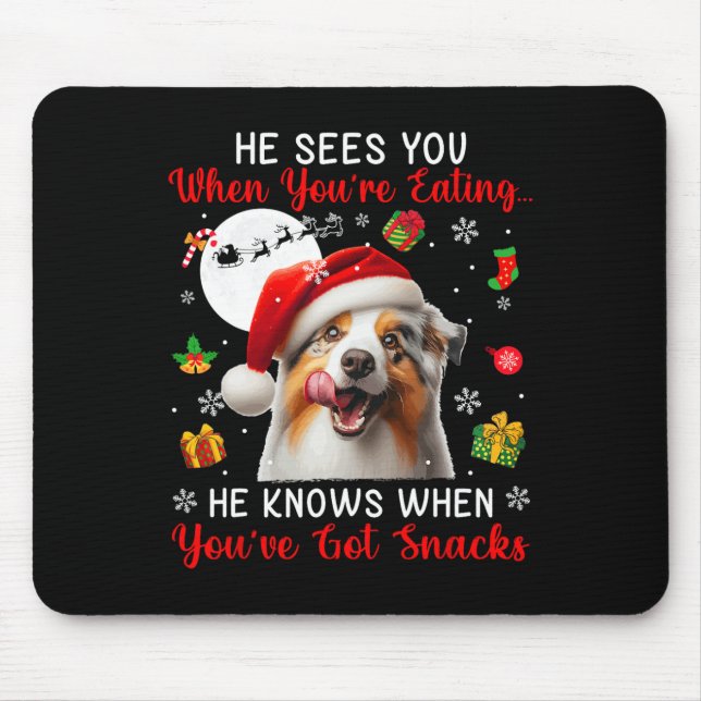 Er sieht, wenn man Weihnachten-Snacks isst Mousepad (Vorne)